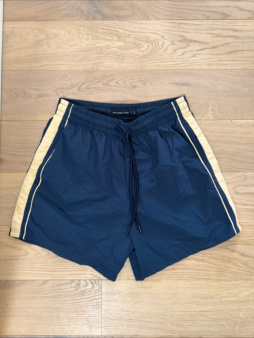 Abercrombie & Fitch Navy Shorts with Cream Side Stripes